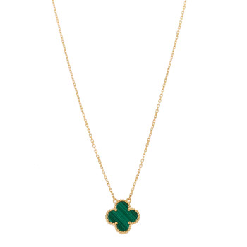 VAN CLEEF & ARPELS 18K Yellow Gold Malachite Vintage Alhambra Pendant Necklace