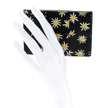 BOTTEGA VENETA Nappa Maxi Intrecciato Daisy Print Card Holder Black