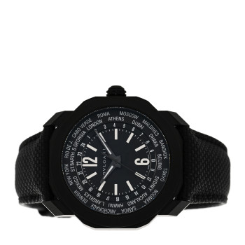 BULGARI Stainless Steel Fabric 41mm Octo Roma Worldtimer Automatic Watch Black BULGARI Stainless Steel Fabric 41mm Octo Roma Worldtimer Automatic Watch Black