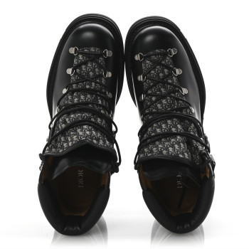 CHRISTIAN DIOR Oblique Calfskin Mens Explorer II Buckle Hiking Boots 44 Black Blue CHRISTIAN DIOR Oblique Calfskin Mens Explorer II Buckle Hiking Boots 44 Black Blue