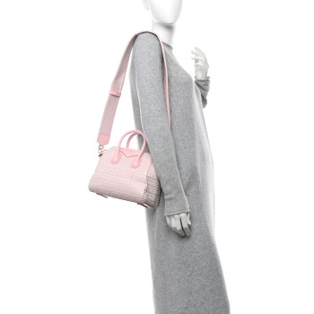 GIVENCHY Canvas Jacquard Embroidered Calfskin 4G Mini Antigona Tender Pink