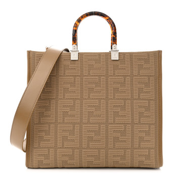 FENDI Technical Fabric Plexiglass FF Medium Fendi Sunshine Shopper Tote Sand