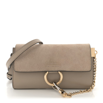 CHLOE Suede Calfskin Mini Faye Shoulder Bag Motty Grey